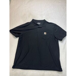 Carhartt Black Loose Fit Short Sleeve Polo Shirt Mens XL Pocket Logo
